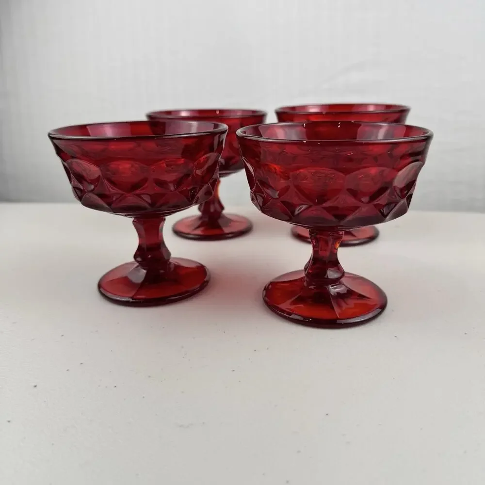 Noritake Perspective Ruby Red Champagne Tall Sherbet Desert Glass Goblet *Glows*